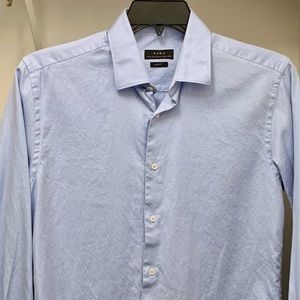 Zara Button Down Long Sleeve Dress Shirt Lightweight Mens Blue Cotton Medium